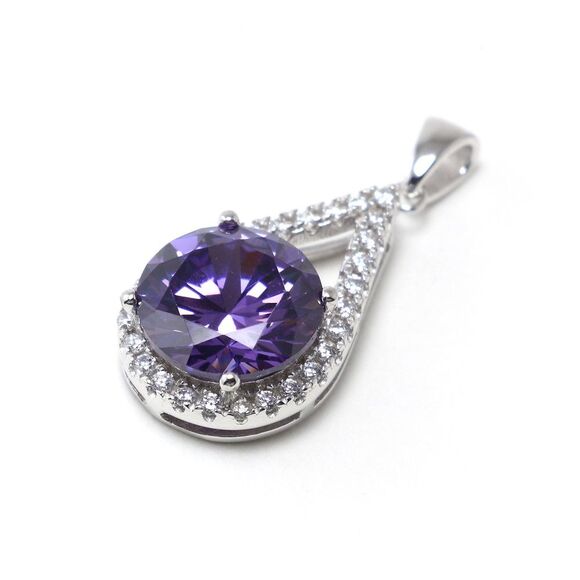 925 Sterling Silver AMETHYST CUTE Gemstone Pendant Necklace - Picture 6 of 10